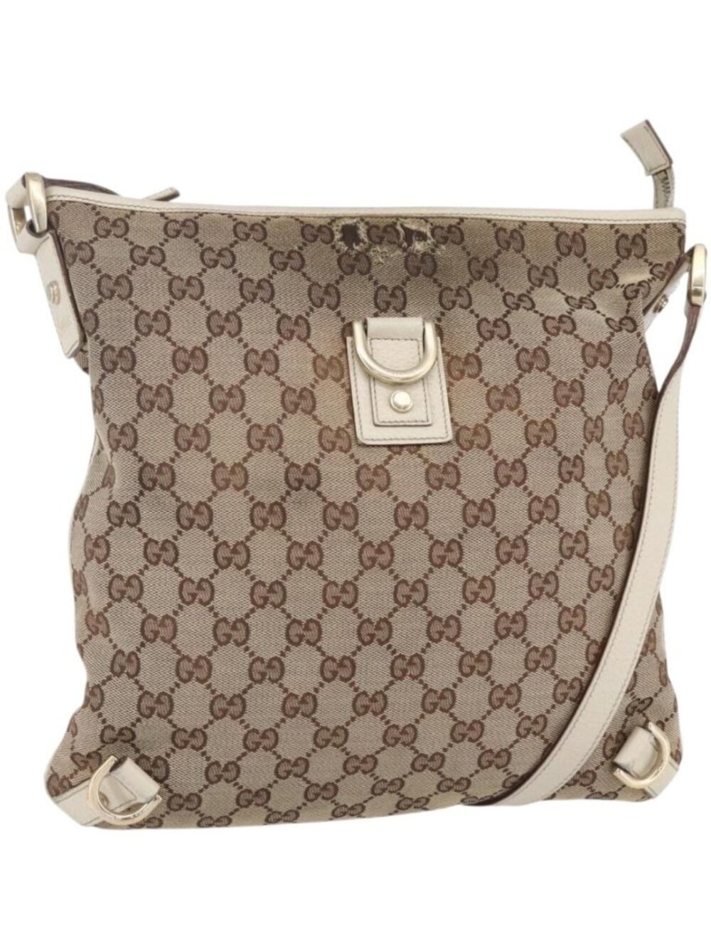 GUCCI GG Canvas Abbey Shoulder Bag Beige Gold 131326